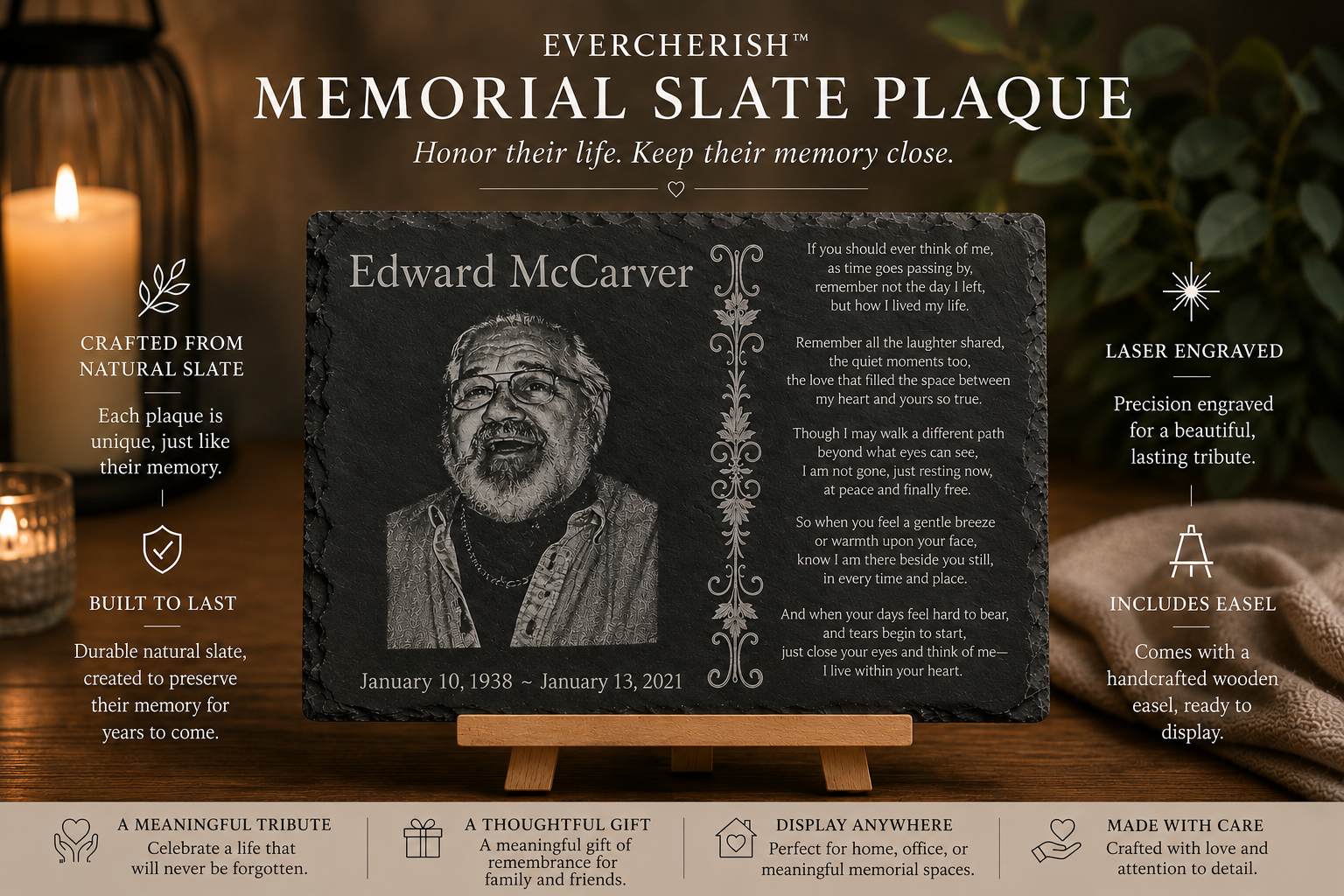 EverCherish™ Slate Memorial Plaque
