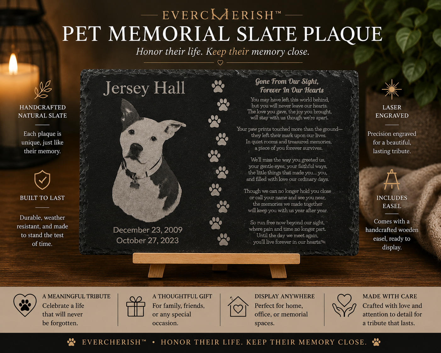 EverCherish™ Pet Slate Memorial Plaque